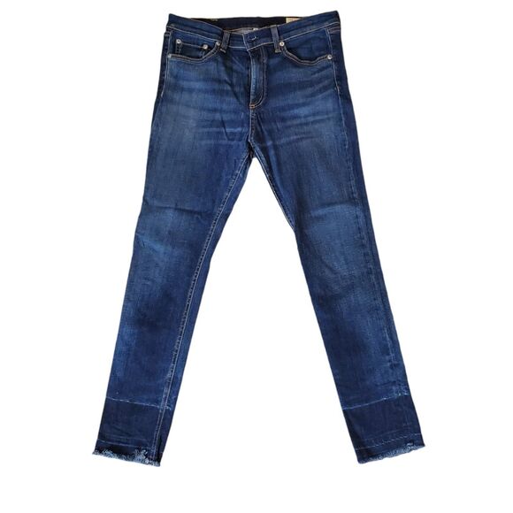 Rag & bone 10 inch Capri Cropped High Rise Jeans in Stanwix Dark Wash Sz 30 - Picture 1 of 9
